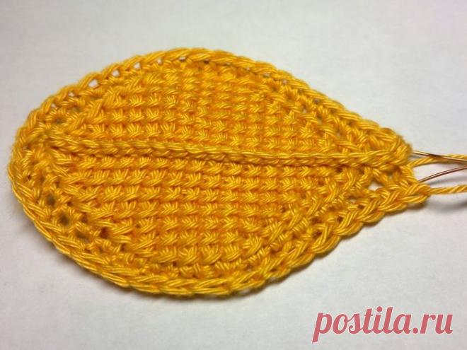 Поперечное тунисское вязание на примере лепестка от Ксении Николаевой.