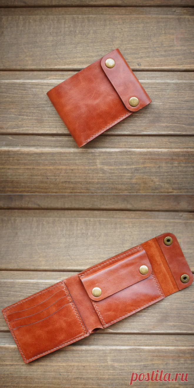 Купить кошелек из натуральной кожи коричневого цвета от GRleather | Mellroot