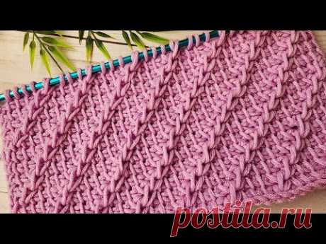 Winter 2024 ~ Diagonal Grace: Elegant Tunisian Crochet Pattern with Lilac Braided Motifs