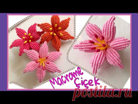 #macrameflower#macromeçiçek Makrome çiçek yapımı/dıy macrame lily/zambak çiçeği yapma - YouTube