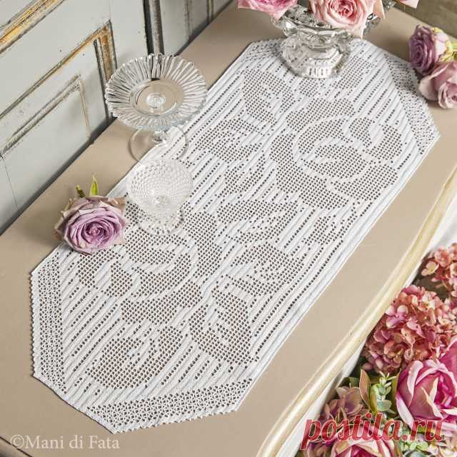 Scheme to realize the runner with crochet filet roses