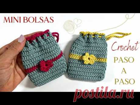Cómo tejer mini Bolsas a crochet fácil paso a paso