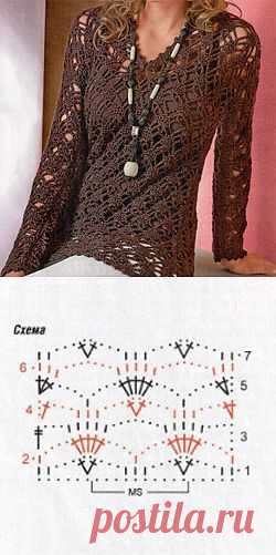 женственный пуловер крючком