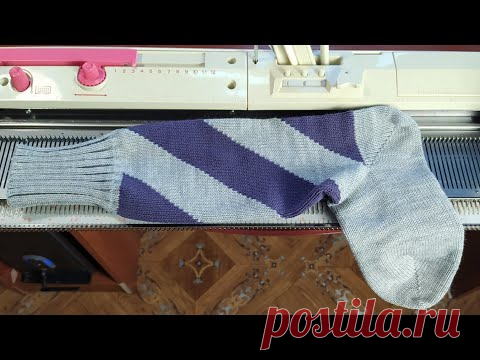 Полоски частичным вязанием. Спиральные носки. Жаккард частичным вязанием