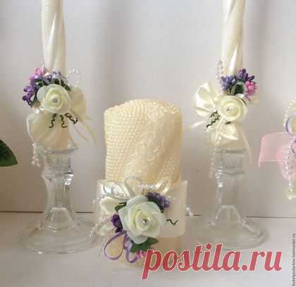 Купить Свечи семейный очаг с декором . - комбинированный, свечи ручной работы, Свечи, свечи на свадьбу