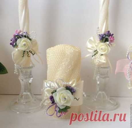 Купить Свечи семейный очаг с декором . - комбинированный, свечи ручной работы, Свечи, свечи на свадьбу