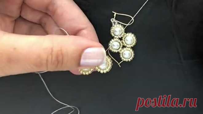 Серьги из бисера и жемчужин. Автор мк Sonysree Creations
