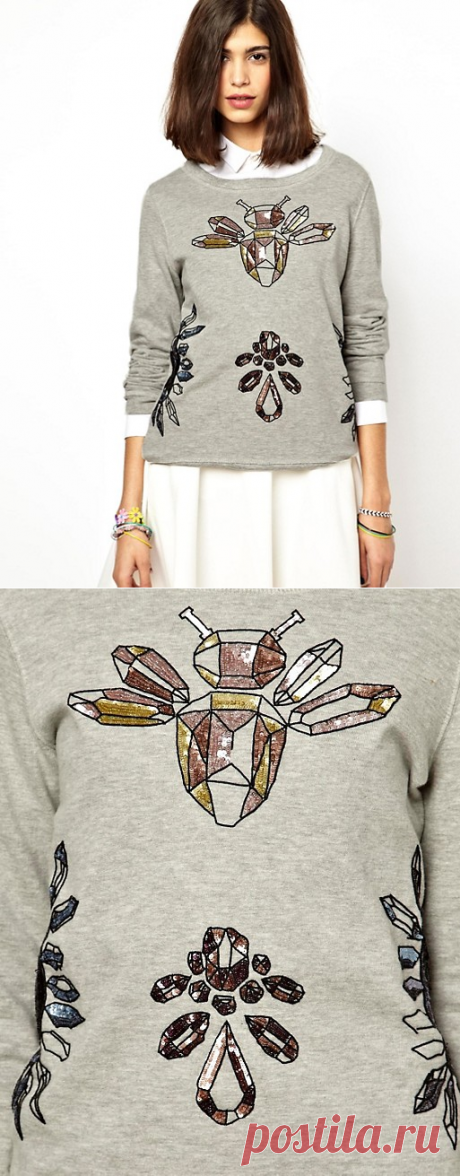 Essentiel Antwerp | Свитшот с вышитыми пайетками пчелами Essentiel Antwerp