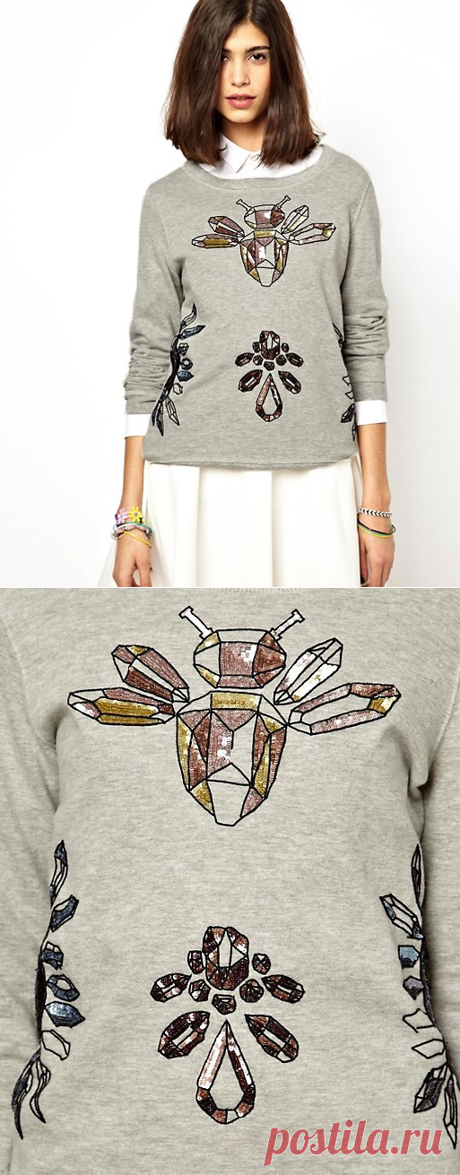 Essentiel Antwerp | Свитшот с вышитыми пайетками пчелами Essentiel Antwerp