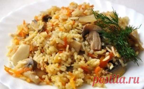 Плов со свининой и грибами.