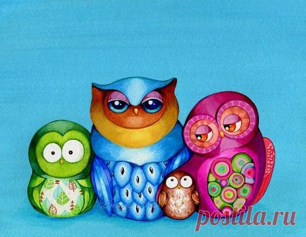 Совы в рукоделии , шаблоны