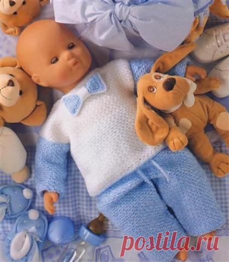 ВЯЗАНИЕ КРЮЧКОМ, КОСТЮМ ДЛЯ НОВОРОЖДЕННОГО.
