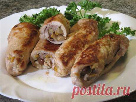 Мясные рулетики с грибами