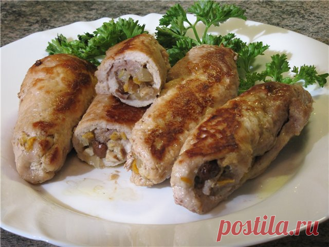 Мясные рулетики с грибами