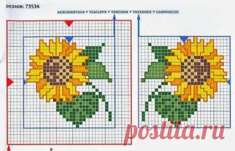 ​Вышивание цветов подсолнуха