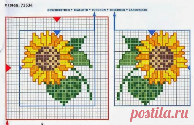 ​Вышивание цветов подсолнуха