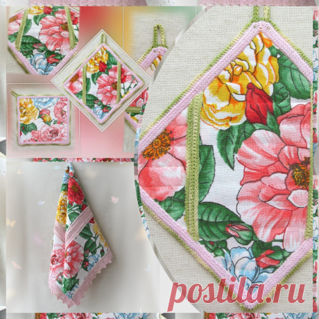 Для вдохновения | Вязаные крючком аксессуары Доброго времени, суток&nbsp;!&nbsp; Делюсь своим вдохновением&nbsp;....&nbsp; Комплект из рогожки&nbsp;для кухни:- кухонное полотенце/салфетка-дорожка - размер: дл. 72см, шир. 36см; вязанные вставки выполнены крючком, в технике филейного вязания; есть петелька;- многофункциональная...