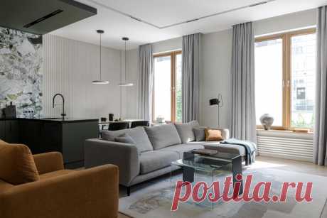 Московская квартира 130 м² в оливково-кофейной цветовой гамме | ELLEDECORATION