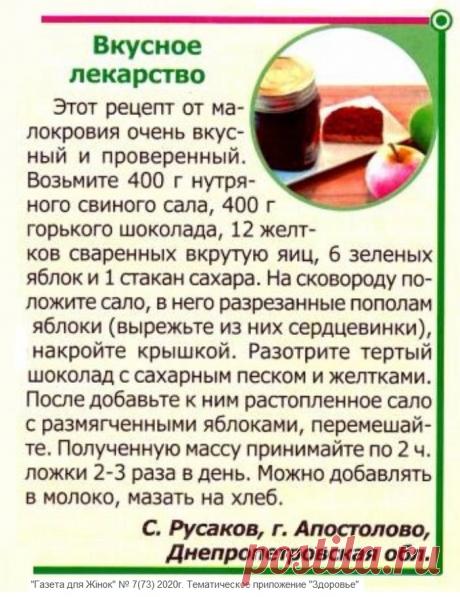 Вкусное лекарство от малокровия