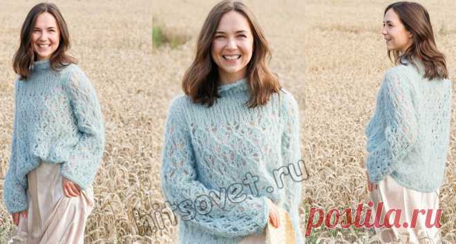 Нежнейший, ажурный, женский свитер спицами. Схемы и описание. | Вязаный Смак | Яндекс Дзен