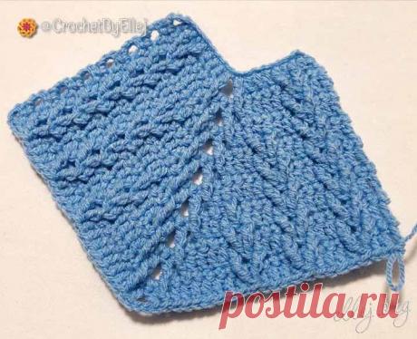 Рельефный узор Елочки 079 | Вязание крючком от Елены Кожухарь