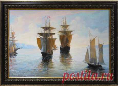 Морская галерея. Триптих Гавань. Холст, масло 1200 х 700 мм.
