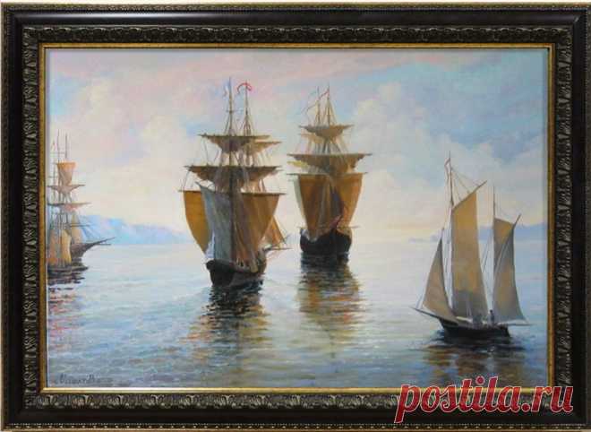 Морская галерея. Триптих Гавань. Холст, масло 1200 х 700 мм.