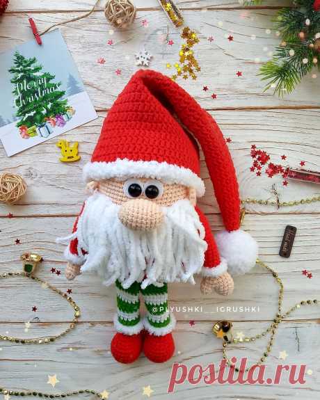 Новогодний гномик схема крючком | Hi amigurumi