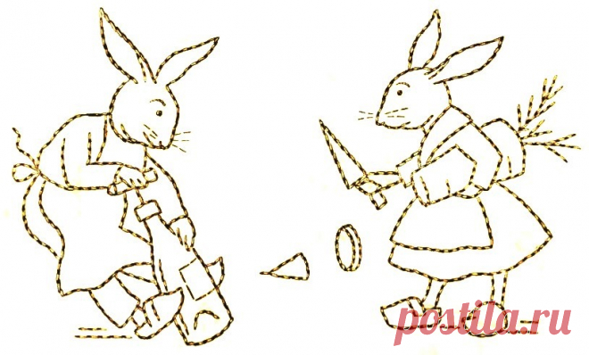 Кролики- вышивка