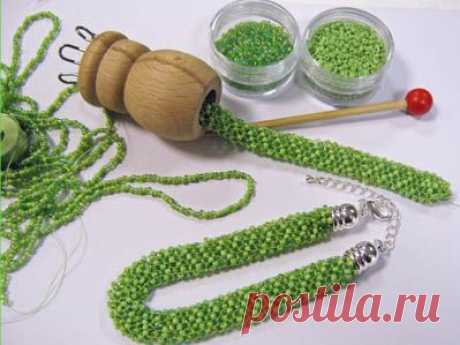 Bastellanleitung Rocaillesarmband aus Strickliesl - Basteln mit Kindern Herbst/Winter - Schmuck
