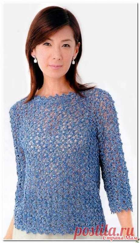 Нежный ажурный пуловер. Крючок. - ВЯЗАНАЯ МОДА+ ДЛЯ НЕМОДЕЛЬНЫХ ДАМ - Страна Мам