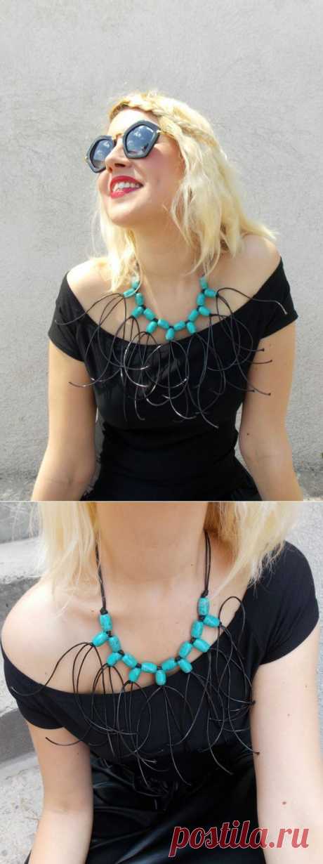 Turquoise Gemstone Necklace / Wax Thread Turquoise от Teyxo