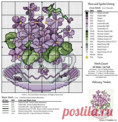 Цветы в чашках - схемы для вышивки крестиком