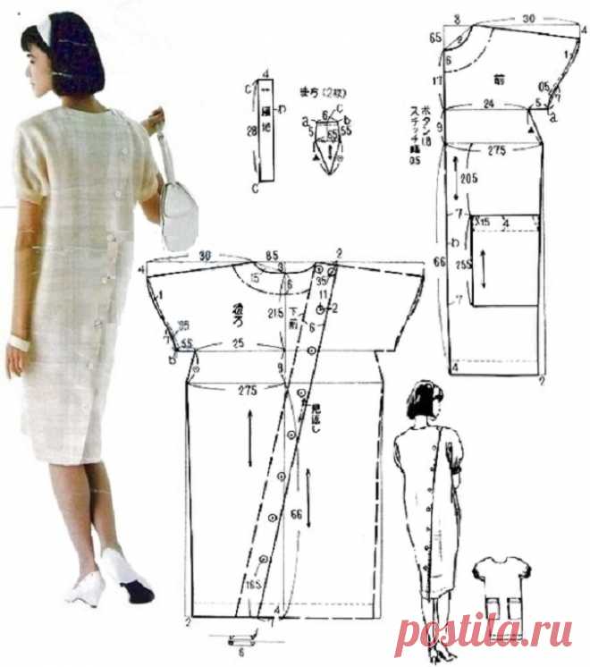 Платье с застёжкой на спине (выкройка) Модная одежда и дизайн интерьера своими руками