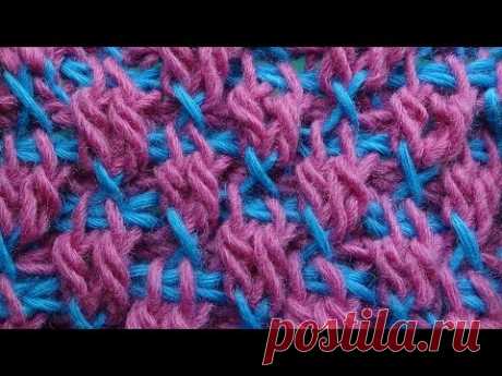 Сложный узор Тунисское вязание  Tunisian crochet pattern  41