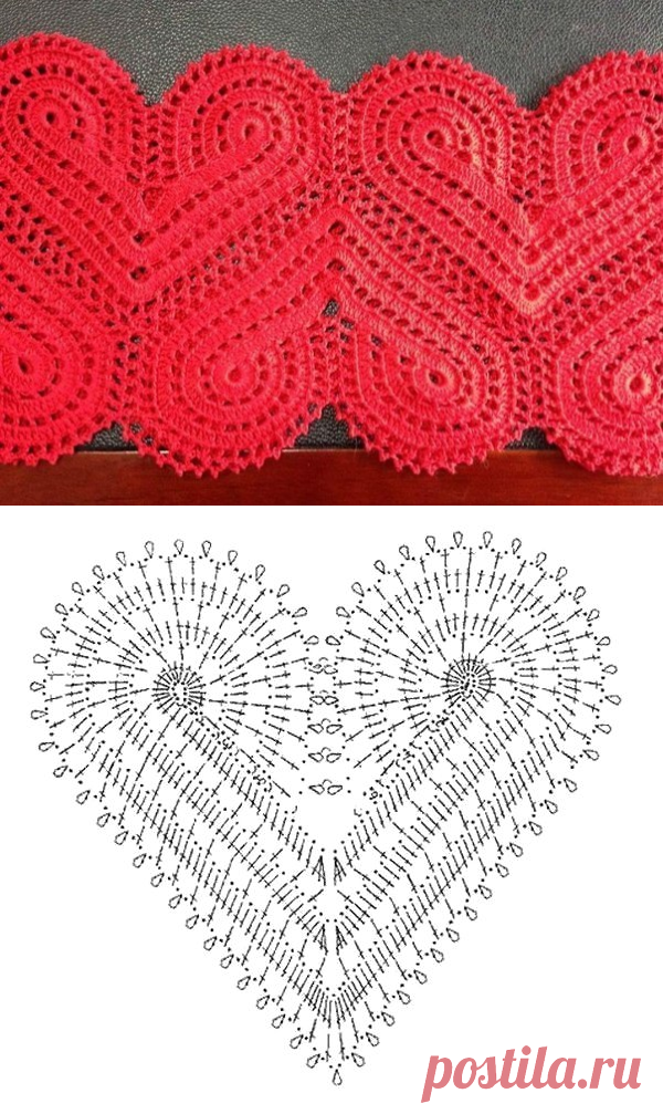 Сердечный узор крючком. Узор сердечко вязаный крючком |