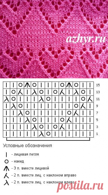 Ажурный узор сердечки Схема | АЖУР - схемы узоров