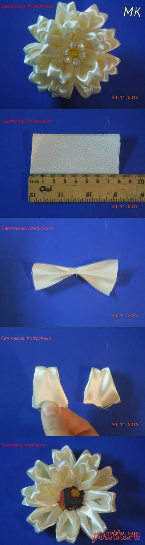 Как сделать Специальный Kanzashi атласной лентой цветов | www.FabArtDIY.com