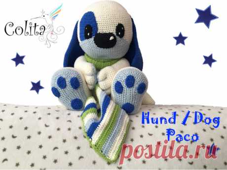 Kuschel Hund Paco Häkelanleitung Amigurumi Häkeln PDF Deutsch - Englisch