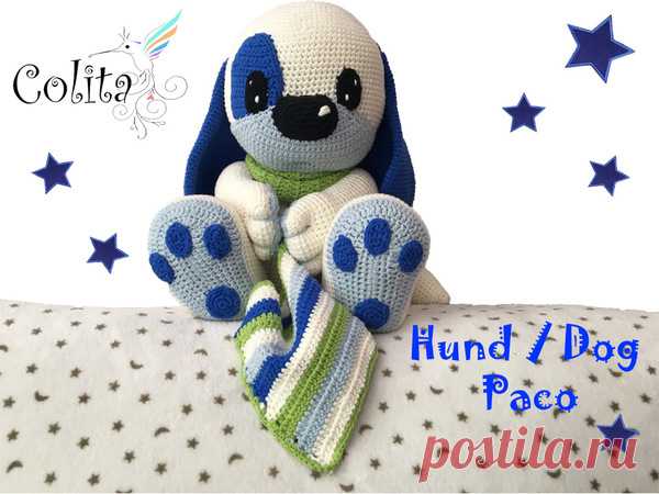 Kuschel Hund Paco Häkelanleitung Amigurumi Häkeln PDF Deutsch - Englisch