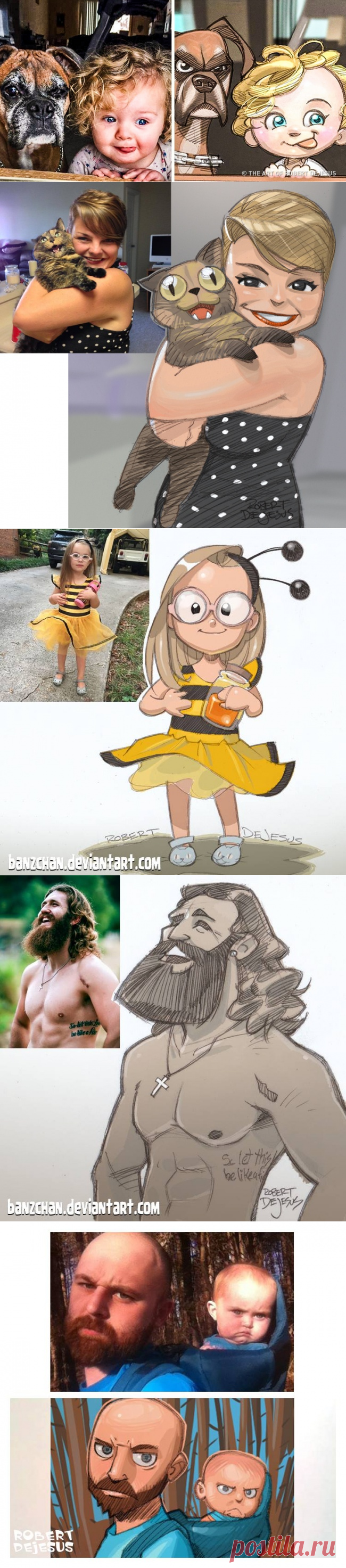 Этот художник мастерски передает характер людей через их мультяшные копии