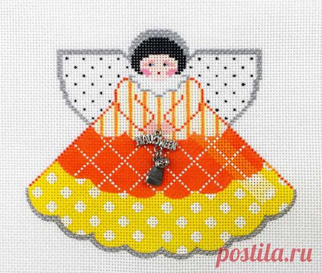 SO ~~ Halloween Candy Corn Angel & Charms handpainted Needlepoint Canvas P. Pony | eBay