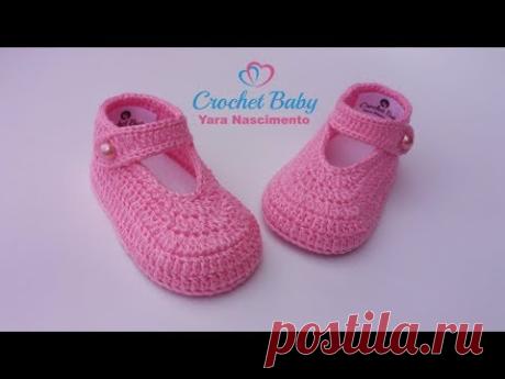 Sapatinho LUANA de crochê para CUSTOMIZAR - Tamanho 09 cm - Crochet Baby Yara Nascimento - YouTube