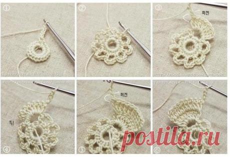 Цветочный мотив крючком: мастер-класс