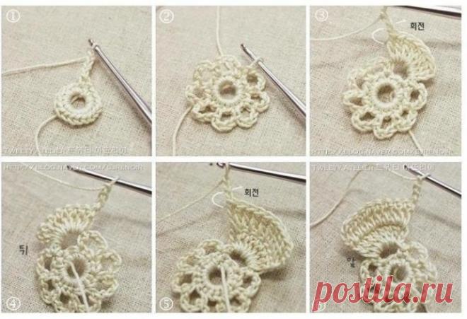 Цветочный мотив крючком: мастер-класс