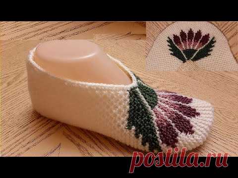 Новинка 2020 : Классные  тапочки-следки на двух спицах без швов (2 часть) // 2. iki patik modelleri