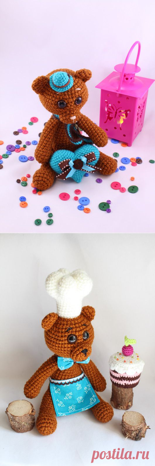 Классические мишки амигуруми. Схема вязания.