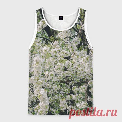 Мужская майка 3D Цветущая вишня, фотография Майка 3D изготовлена из гладкой, тактильно приятной синтетической ткани