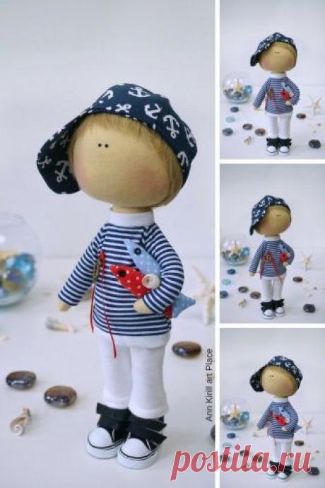 Boy Rag Doll Interior Decor Doll Handmade Art Doll Fabric
