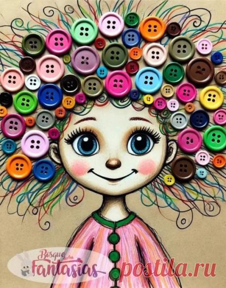 ​Веселые аппликации из пуговиц